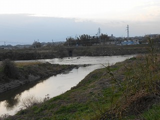竜田川と大和川の合流点